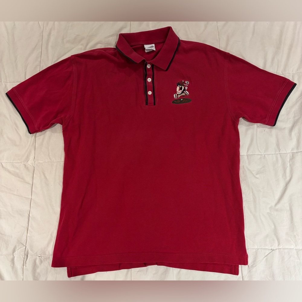Vintage 2000 Warner Bros Studio Mens M Taz Tasmanian Devil Golf Polo Shirt